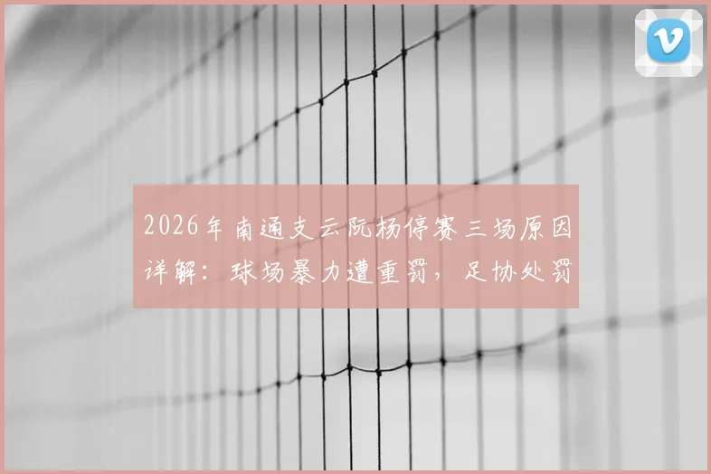 2026年南通支云阮杨停赛三场原因详解:球场暴力遭重罚,足协处罚标准分析